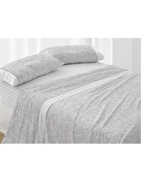 Juego de sábanas algodón Céfiro gris | Juego Burrito Blanco