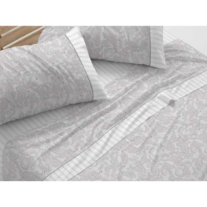 Jogo de lençóis algodão Céfiro cinza| Jogo da Burrito Blanco