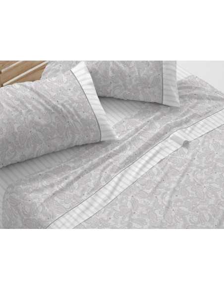 Juego de sábanas algodón Céfiro gris | Juego Burrito Blanco