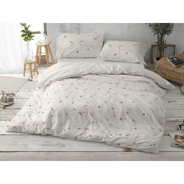 Funda nórdica Burrito Blanco Linfa rosa | Juego cama 3 piezas