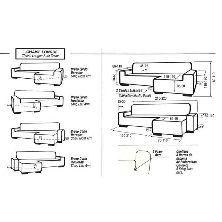 Capa de sofá chaise longue cinza clara super elástica