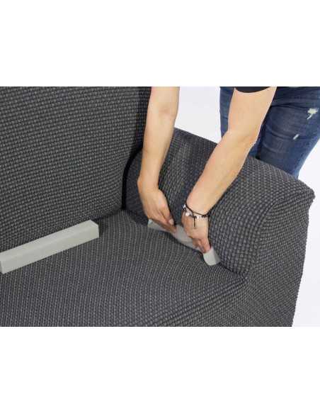 Capa de sofá chaise longue cinza clara super elástica