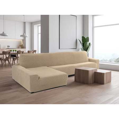 Funda de sofá chaiselongue beige muy elástica 2