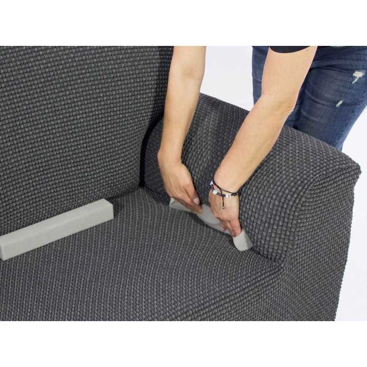 Funda de sofá chaiselongue beige muy elástica