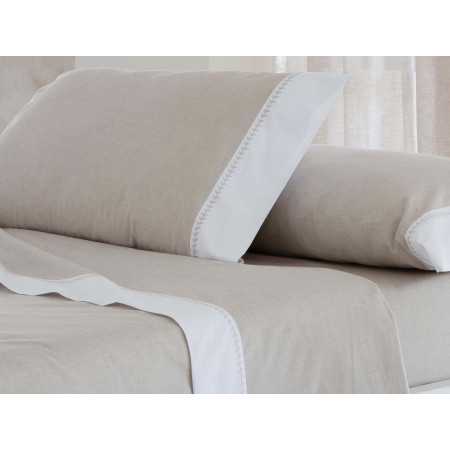 Juego de sábanas Leti beige 100% algodón | Antilo 2