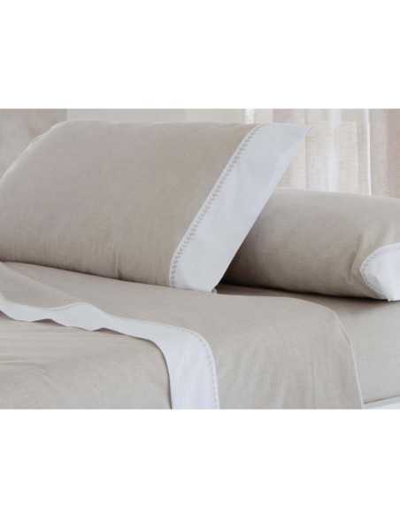Juego de sábanas Leti beige 100% algodón | Antilo