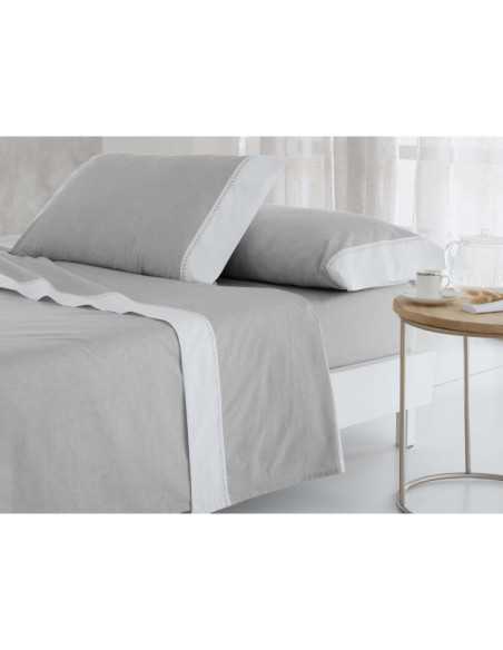 Juego de sábanas Leti gris 100% algodón | Antilo