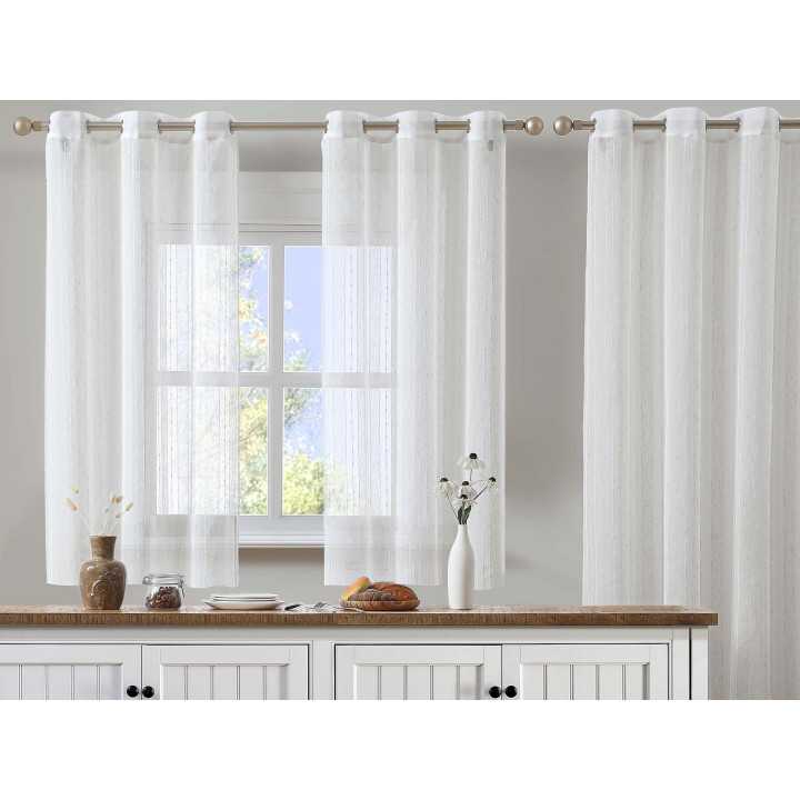 Visillo Confeccionado Rayas blanco | Cortinas para cocina