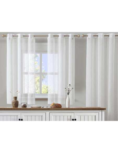 Visillo Confeccionado Rayas blanco | Cortinas para cocina