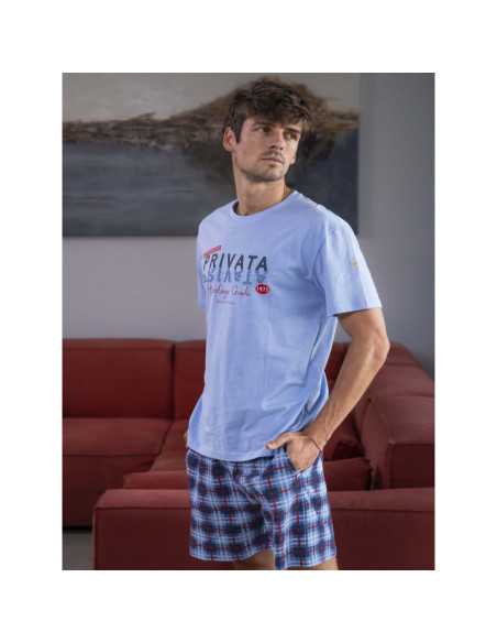 Pijama Privata Nico Azul-Claro | Homem