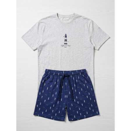 Pijama Privata Homem Lucas Cinza e Azul-Marinho 2