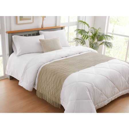Pie de cama Diamond beige | Rombos y flecos