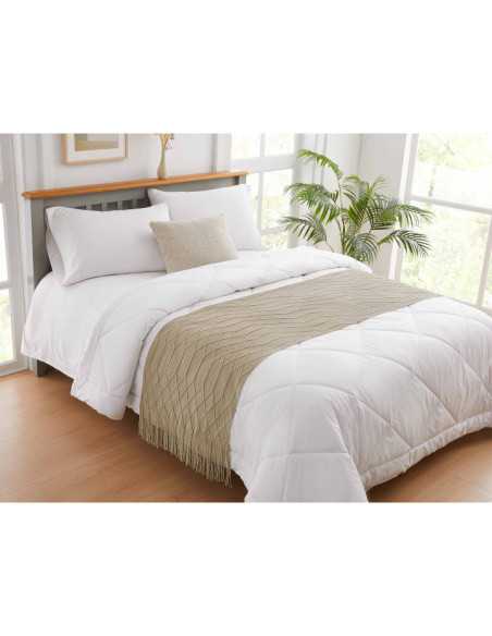 Pé de cama Diamond bege | Losangos e franjas