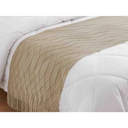 Pie de cama Diamond beige | Rombos y flecos 2