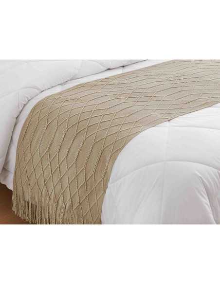 Pé de cama Diamond bege | Losangos e franjas