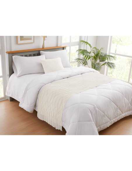 Pie de cama Diamond crudo | Rombos y flecos