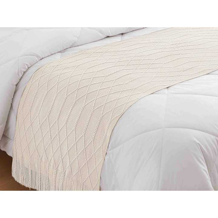 Pé de cama Diamond cru | Losangos e franjas