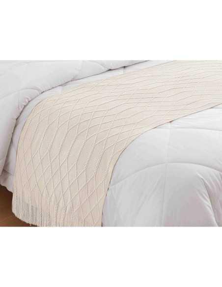 Pie de cama Diamond crudo | Rombos y flecos