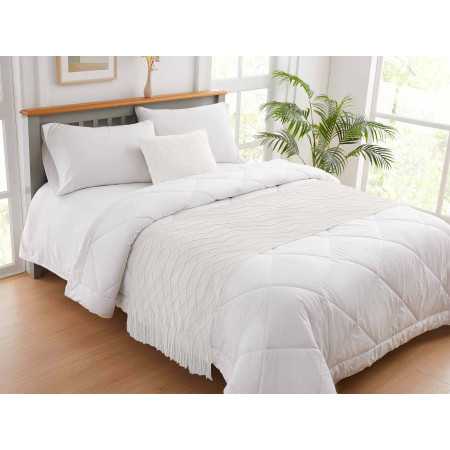 Pé de cama Diamond branco | Losangos e franjas