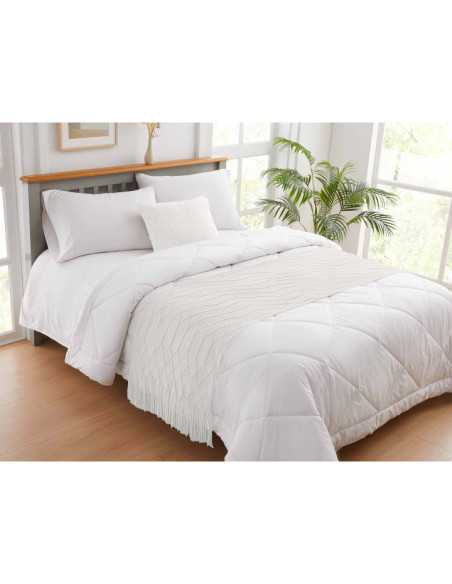 Pie de cama Diamond blanco | Rombos y flecos