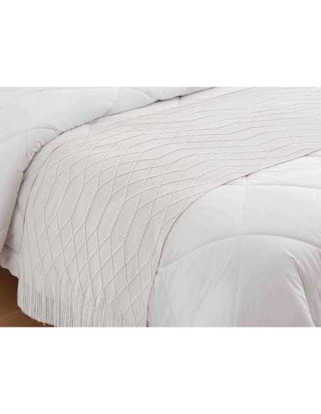 Pie de cama Diamond blanco | Rombos y flecos
