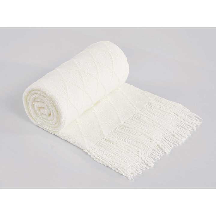 Pé de cama Diamond branco | Losangos e franjas