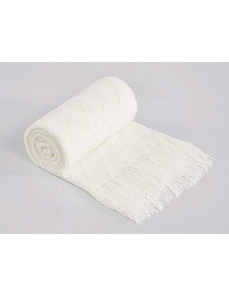 Pie de cama Diamond blanco | Rombos y flecos