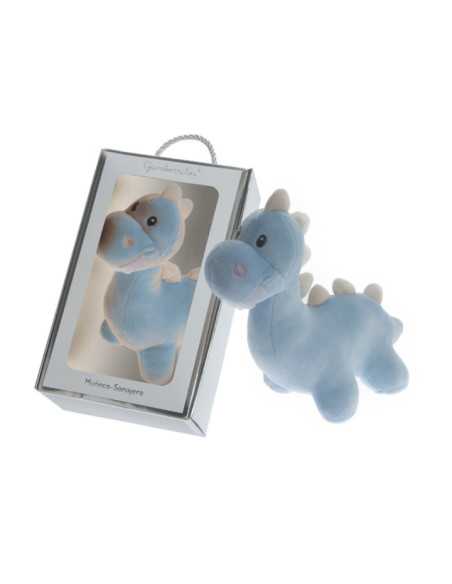 Boneca chocalho Dino azul | Pelúcia de veludo
