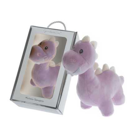 Muñeco Sonajero Dino rosa | Peluche terciopelo