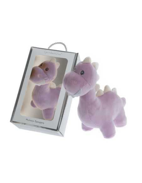 Boneca chocalho Dino rosa | Pelúcia de veludo
