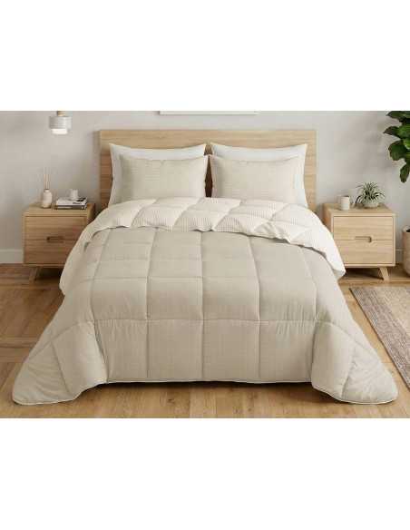 Edredón reversible Nival Beige | Edredón Burrito Blanco
