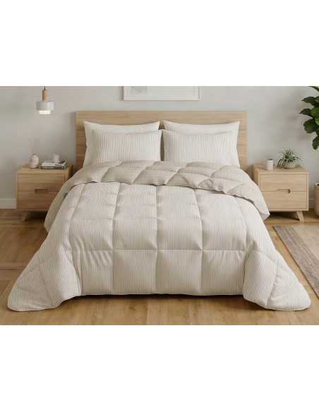 Edredón reversible Nival Beige | Edredón Burrito Blanco