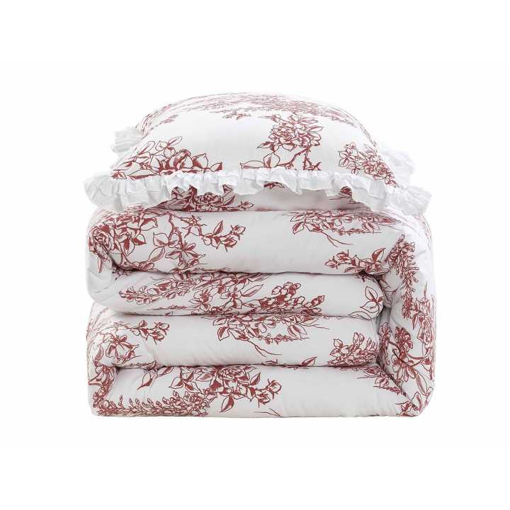 Edredão Rowel bordô Floral | Revitex
