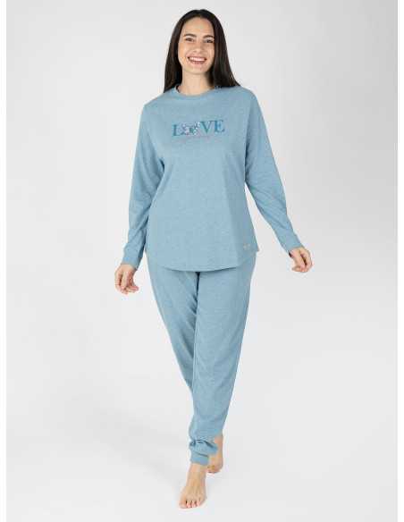Pijama Mulher Astrid Azul Manga Comprida | Revitex