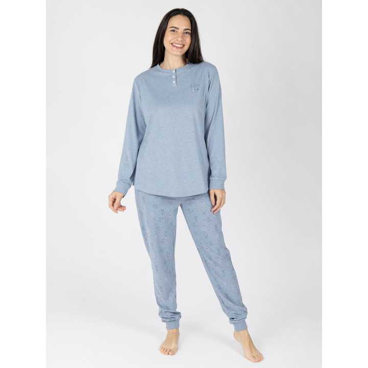 Pijama Mujer Saskia Azul Manga Larga | Revitex