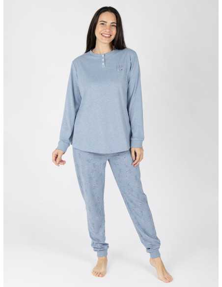Pijama Mujer Saskia Azul Manga Larga | Revitex