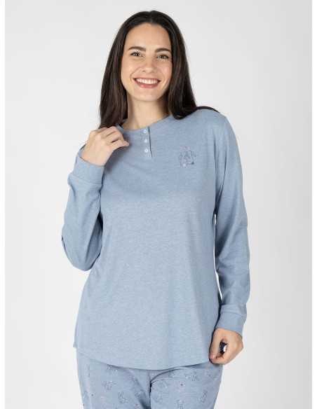 Pijama Mujer Saskia Azul Manga Larga | Revitex