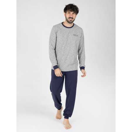 Pijama Hombre Lukas Gris y Azul | Revitex