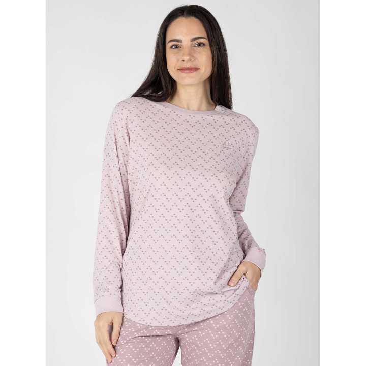 Pijama Mulher Anya Rosa Manga Comprida | Revitex