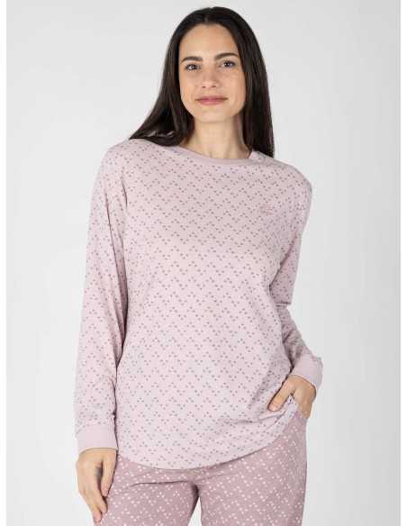 Pijama Mulher Anya Rosa Manga Comprida | Revitex