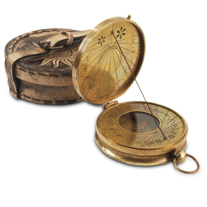 Brujula-reloj sol c/caja 9cm
