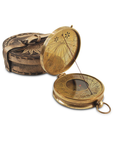 Brujula-reloj sol c/caja 9cm