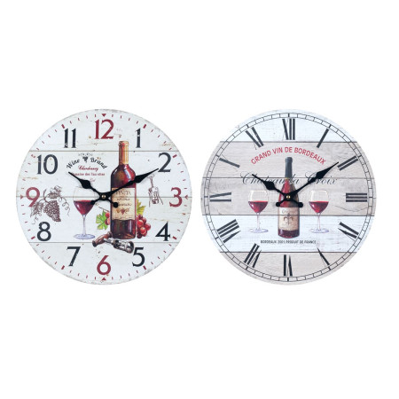 Reloj pared vino 34cm