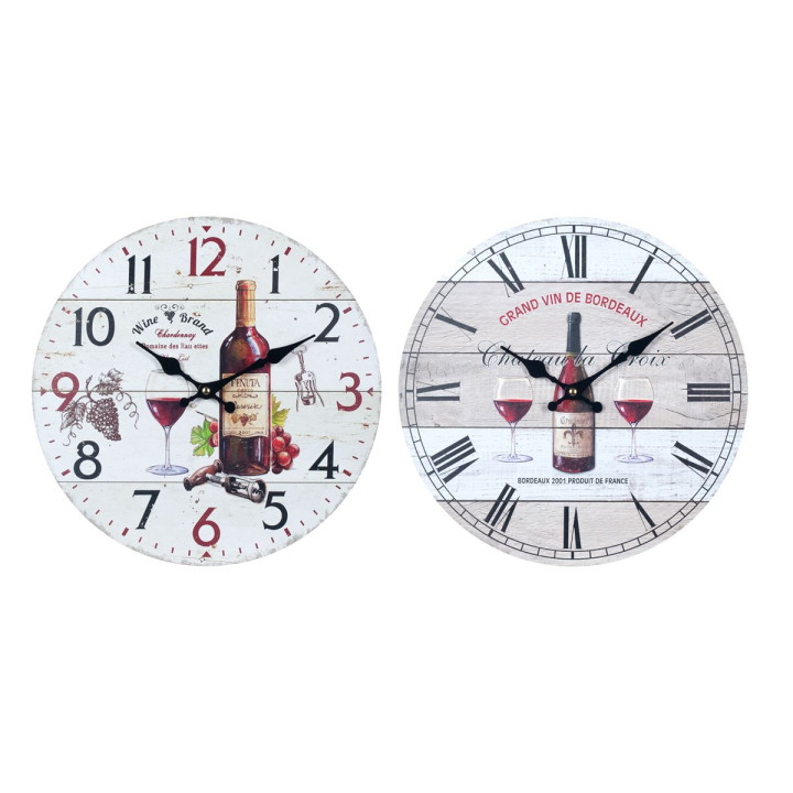 Reloj pared vino 34cm