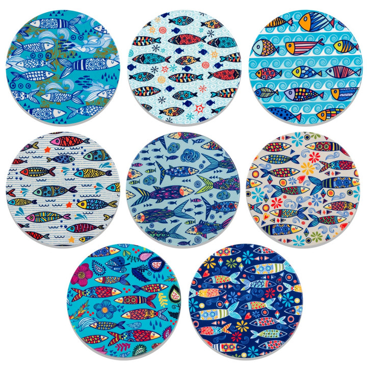 Posavasos red. peces c/exp.