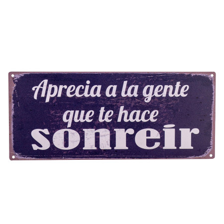 Placa pared sonreir 13x36cm.