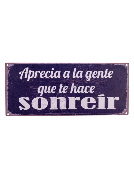 Placa pared sonreir 13x36cm.