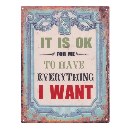 OFERTA *placa pared i want 33x25cm.