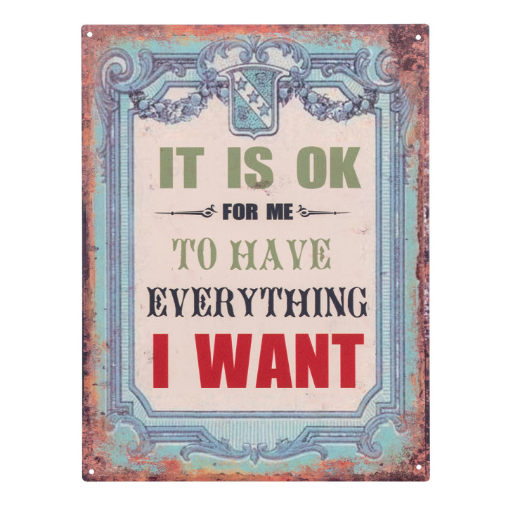 OFERTA *placa pared i want 33x25cm.