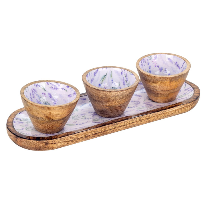 Bandeja lavanda c/3 cuencos